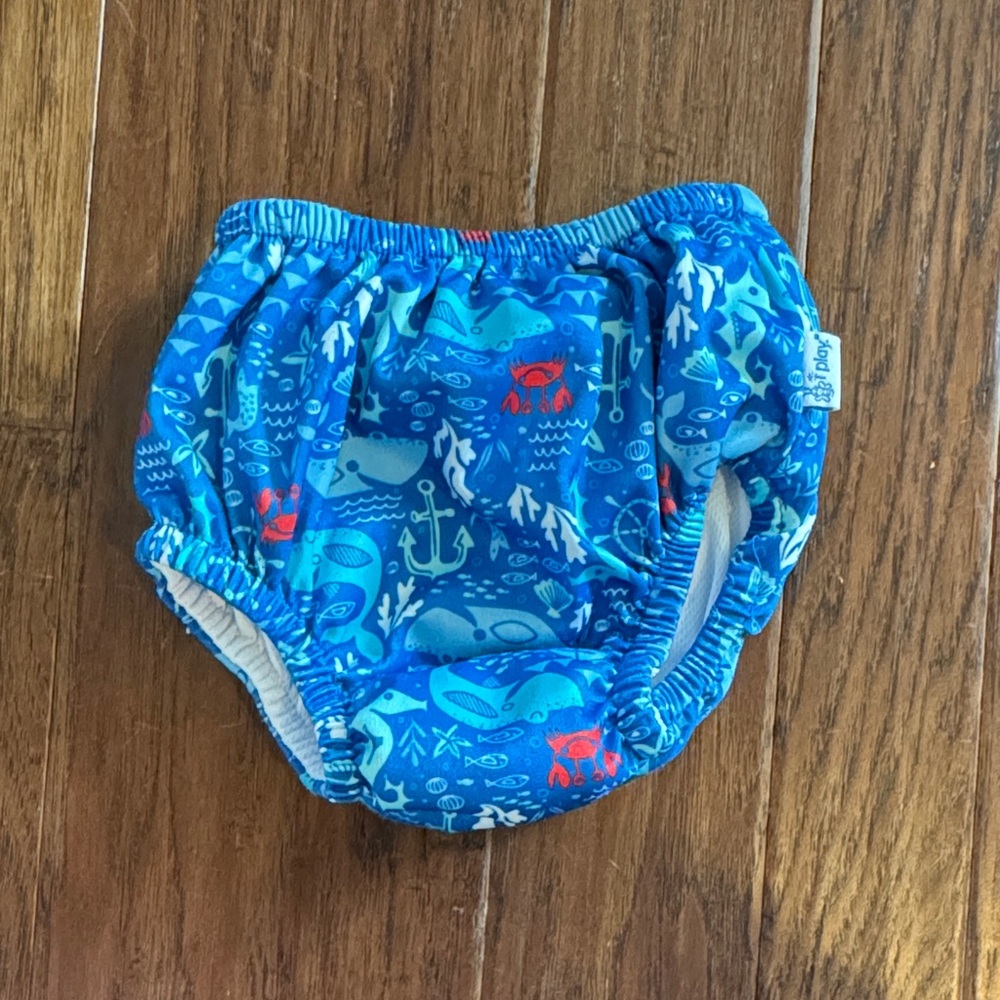 I play - Blue Ocean Print Kids Swim Diaper - 24 month